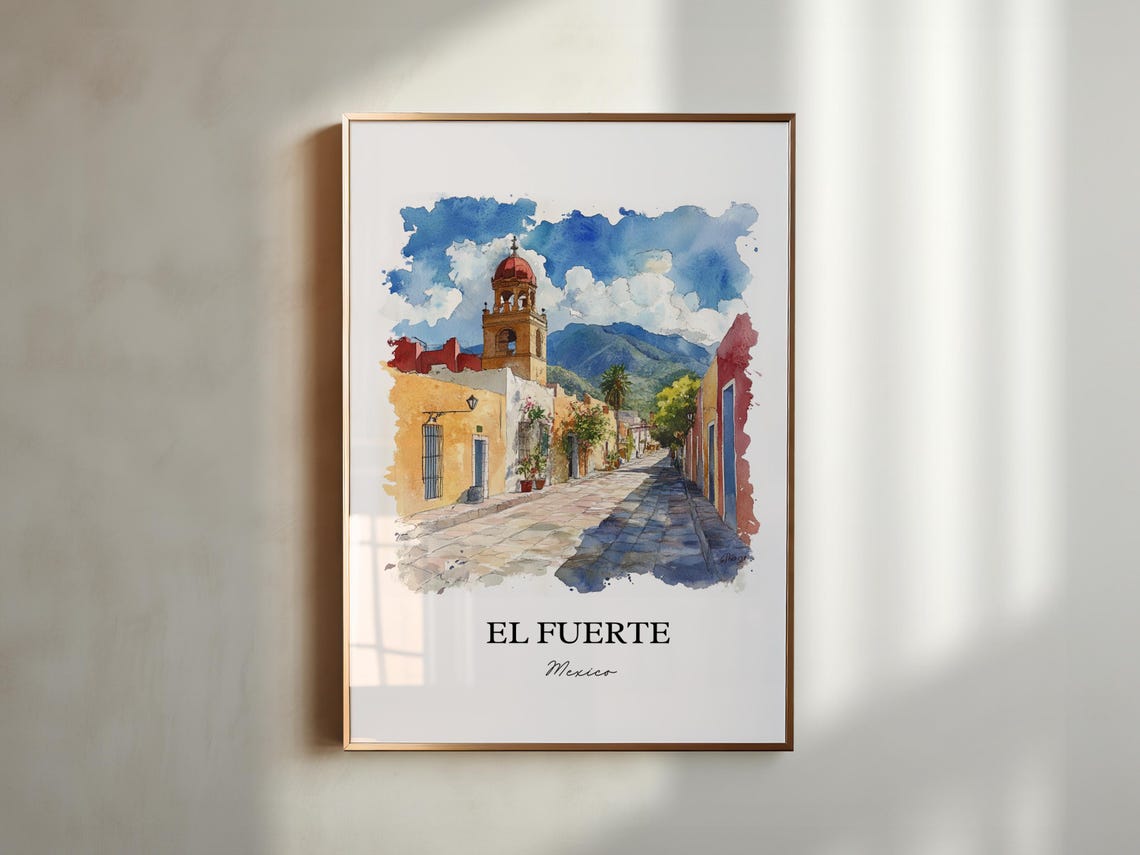 El Fuerte Mexico Colonial Street Bell Tower Mountains Poster - Image 5