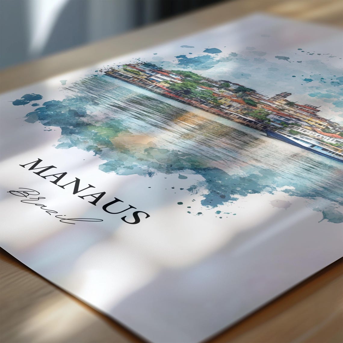 Manaus Brazil Watercolor Riverfront Boat Amazon Gateway Poster - Image 6