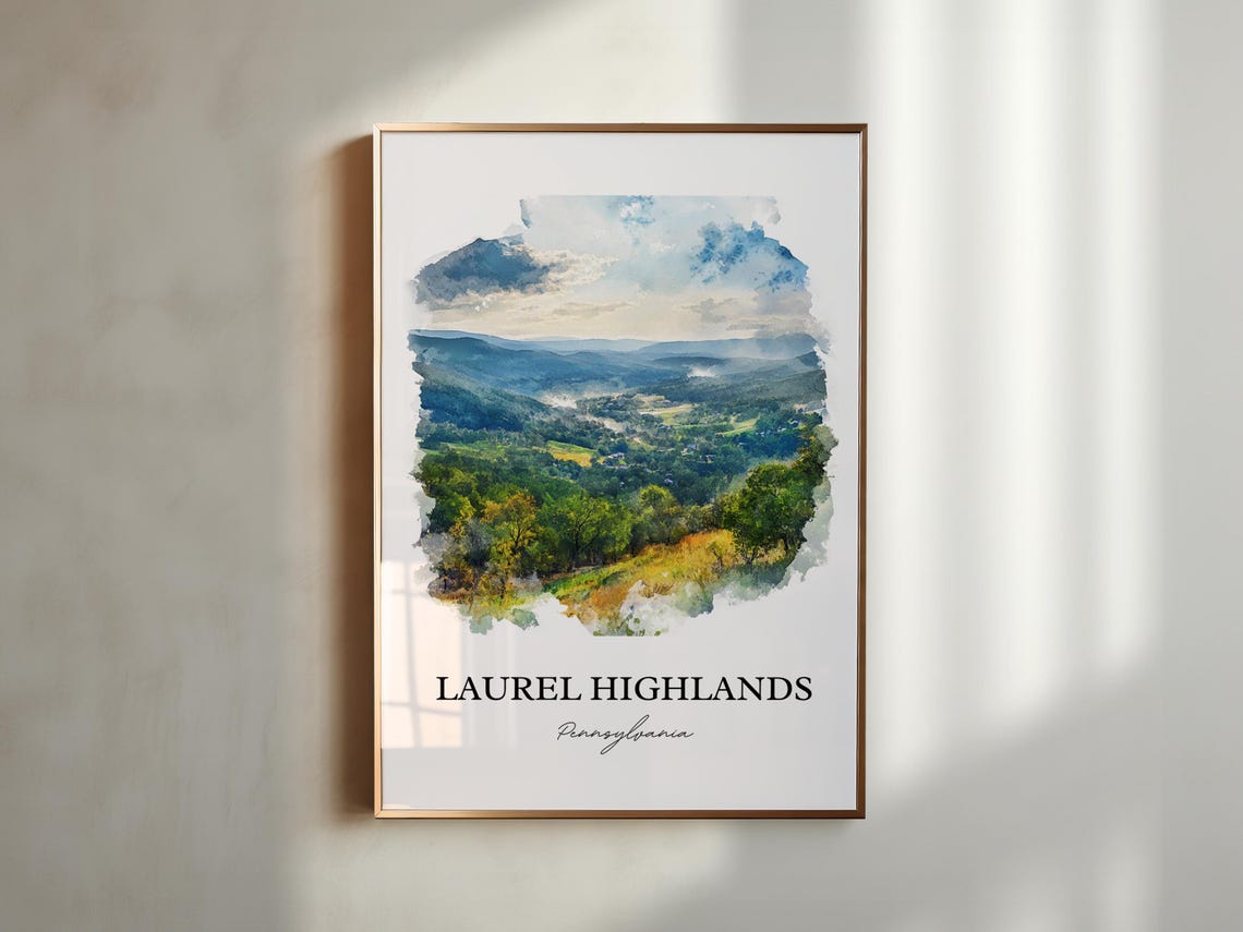 Laurel Highlands Pennsylvania Watercolor Mountain Valley Poster - Image 2