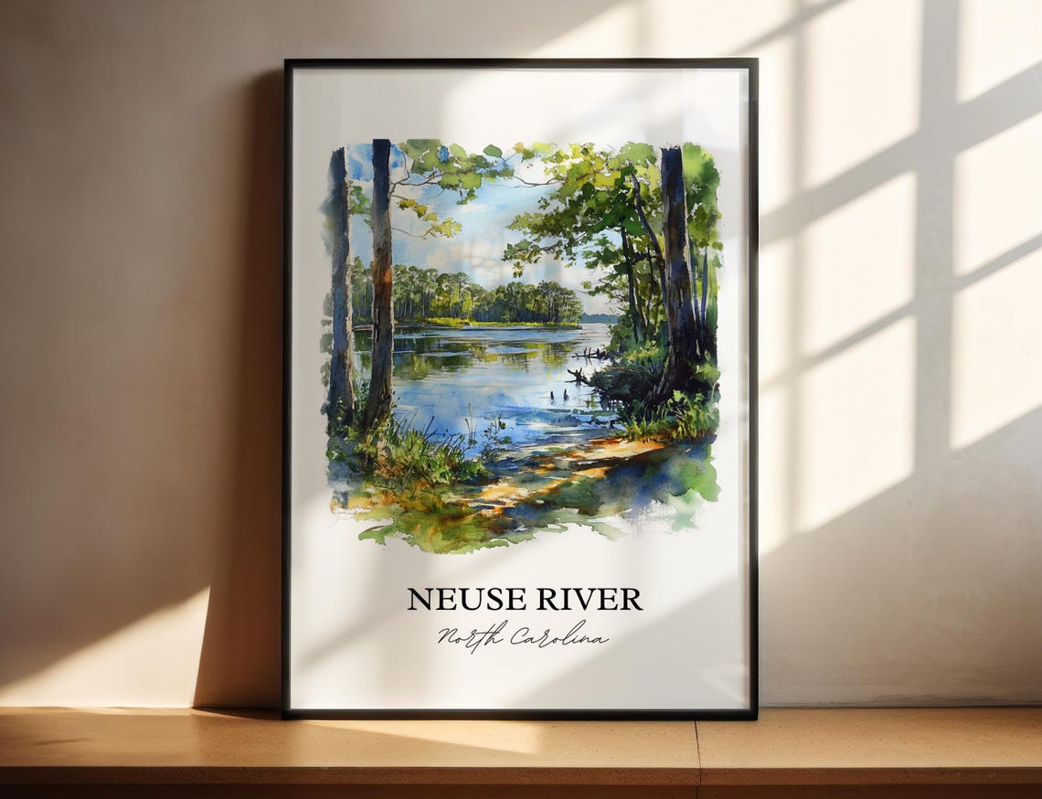 Neuse River North Carolina Cypress River Watercolor Nature Poster