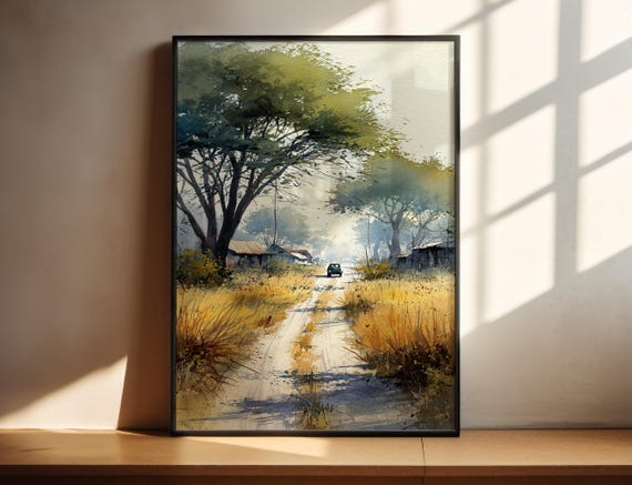 Botswana Watercolor Art Travel Print Artwork Country Decor Wall