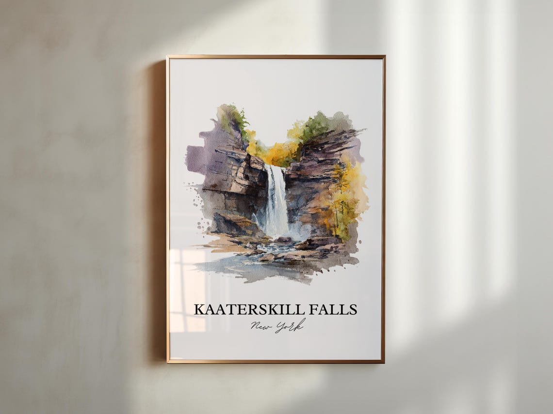 Kaaterskill Falls New York Waterfall Watercolor Nature Poster - Image 3