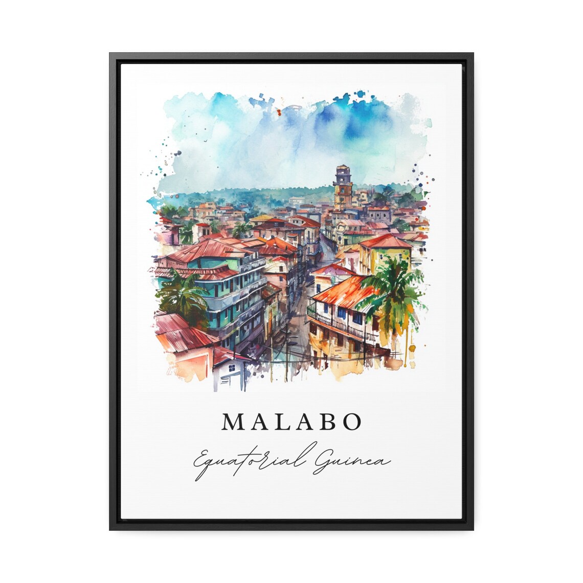 Malabo Equatorial Guinea Custom Text Travel Poster - Image 2