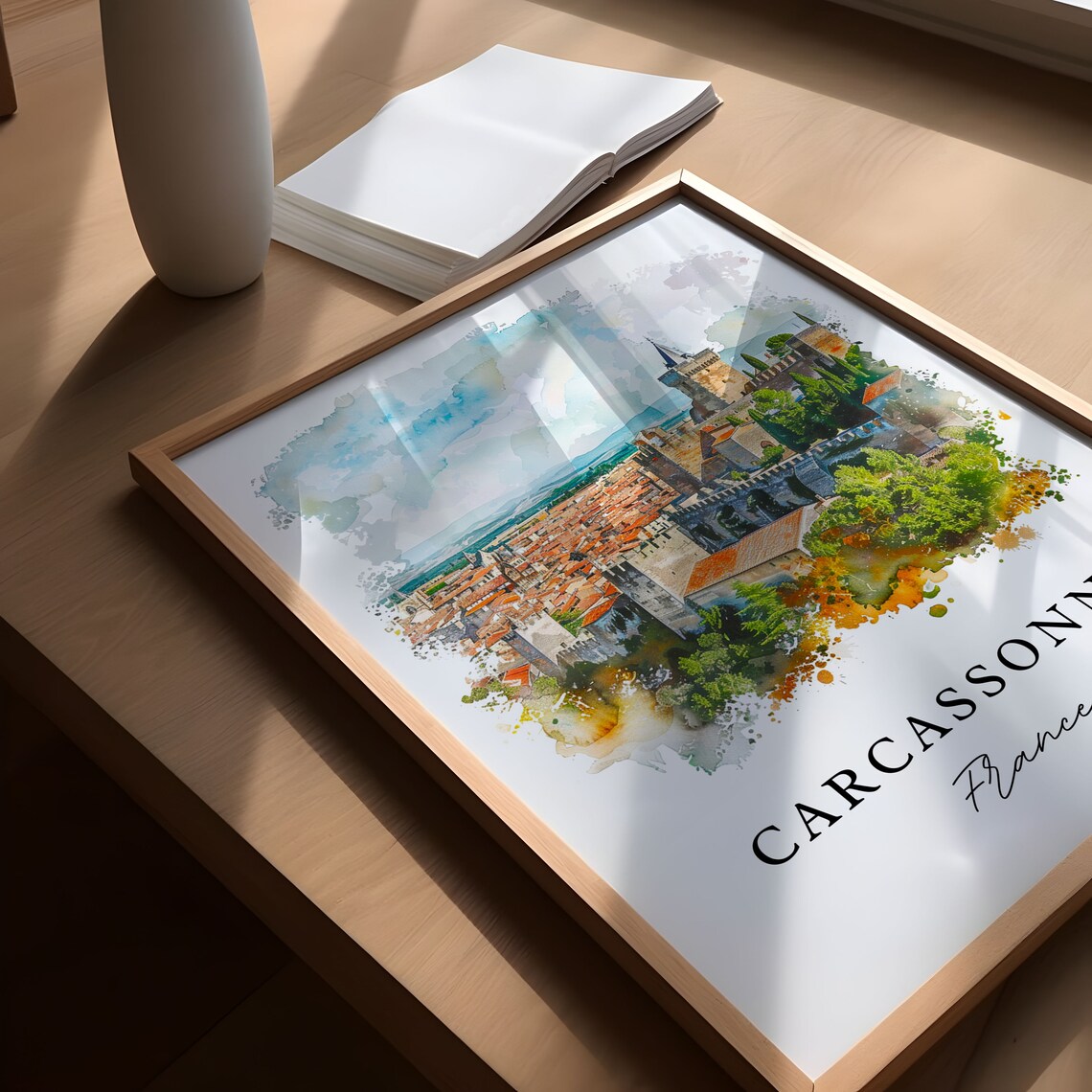 Carcassonne France Medieval Walled City Watercolor Castle Poster - Image 5