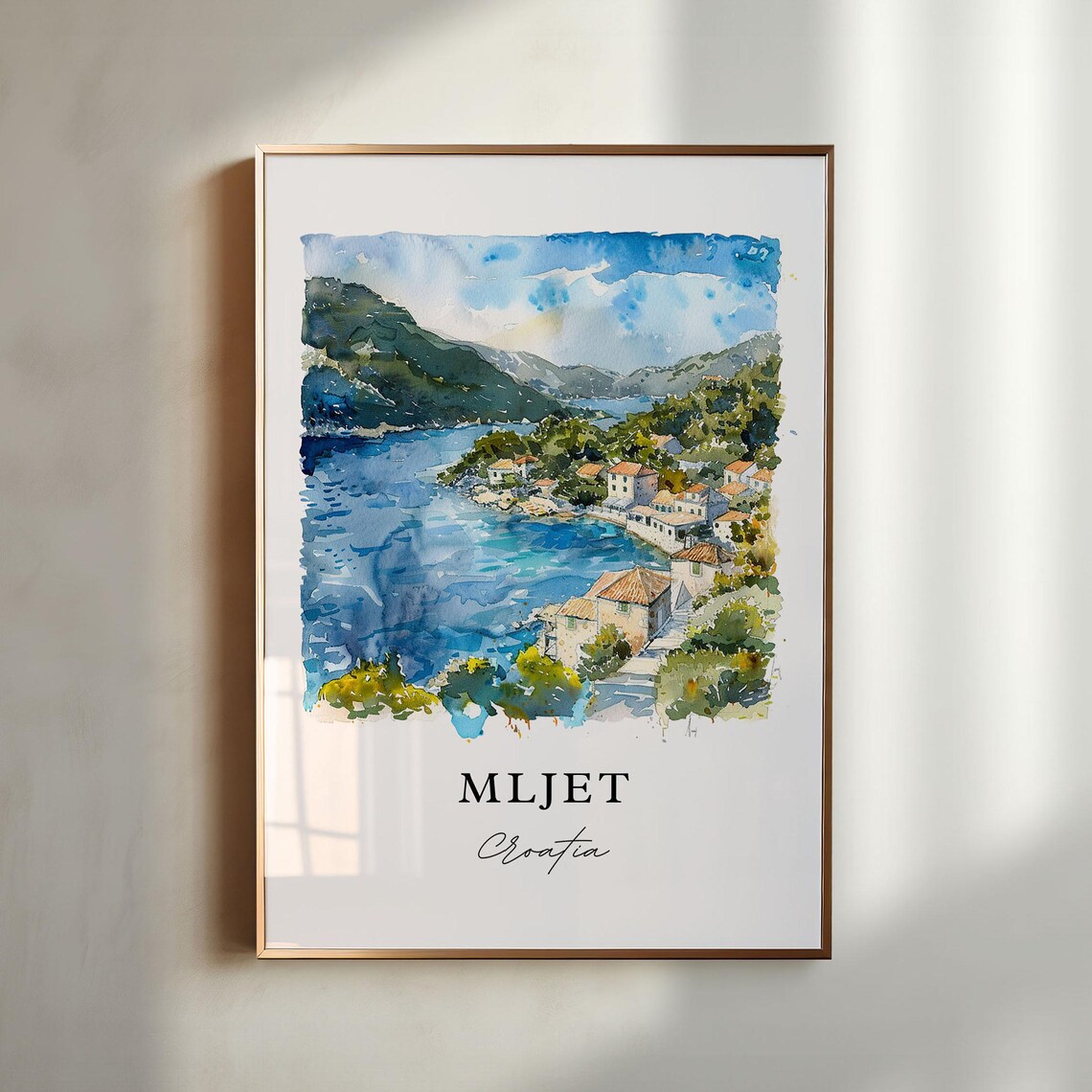 Mljet Croatia Island Bay Village Watercolor Adriatic Travel Poster