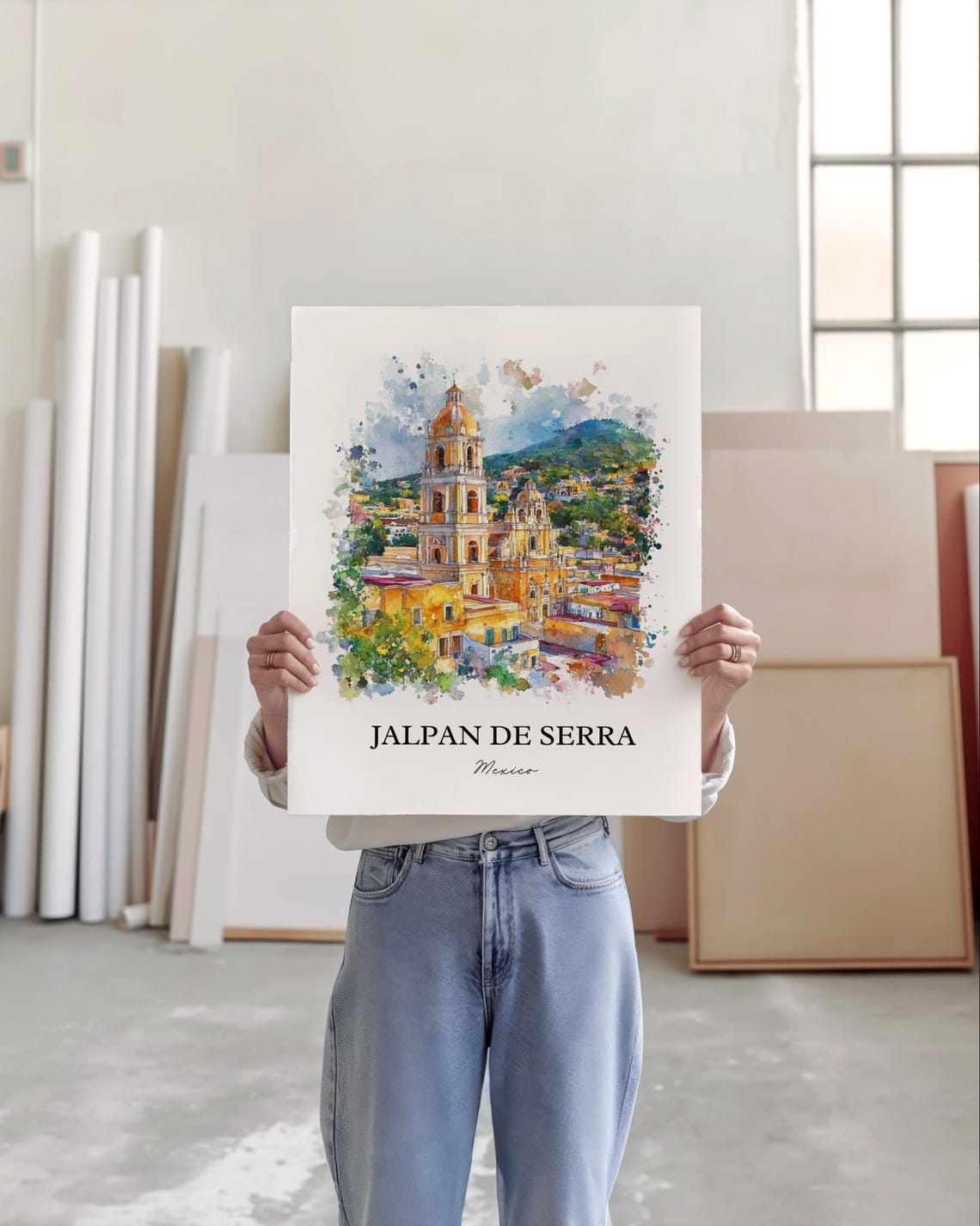 Jalpan De Serra Wall Art Quertaro Print Mexico Watercolor Gift Travel Poster Housewarming - Image 4