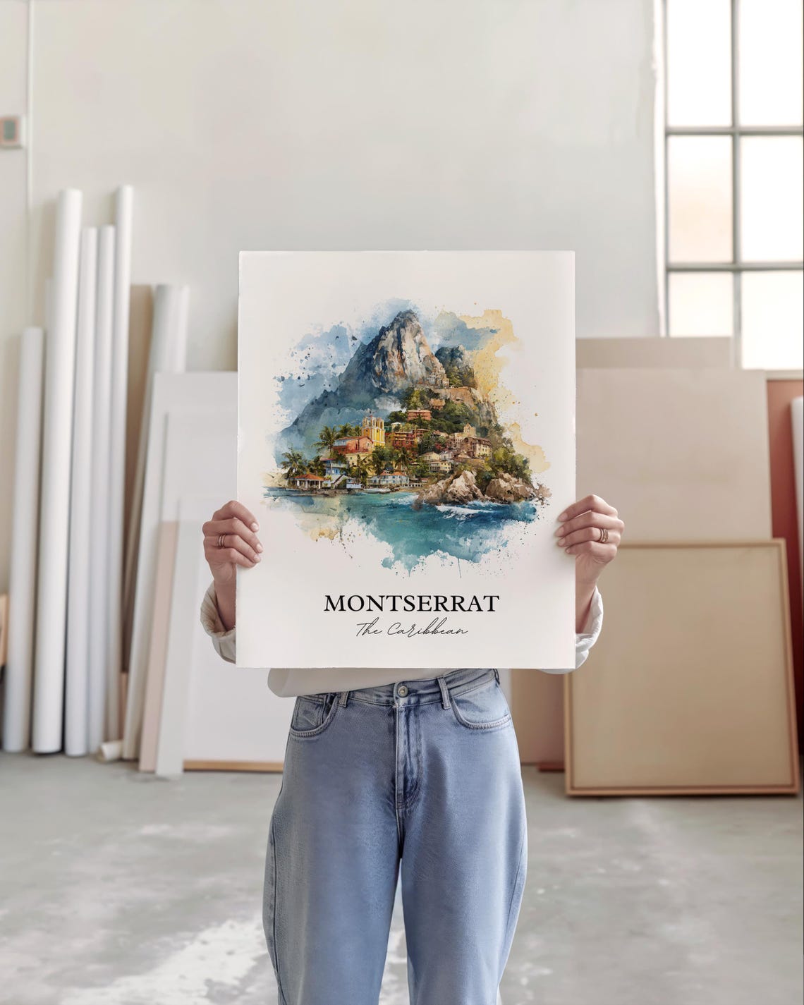 Montserrat Caribbean Watercolor Travel Poster - Image 4