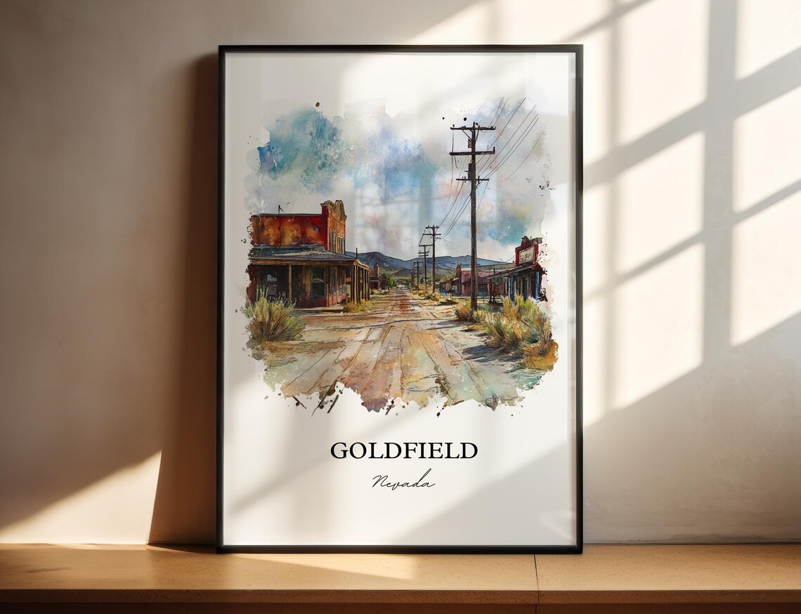 Goldfield Nevada Historic Mining Town Street Watercolor Poster