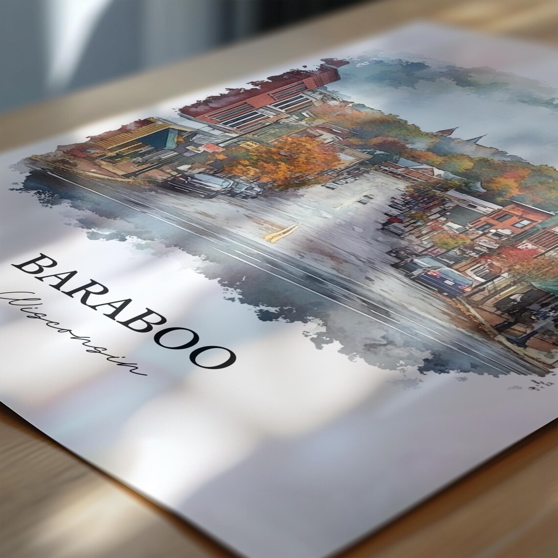 Baraboo Wisconsin Historic Downtown Autumn Watercolor Travel Poster - Image 6