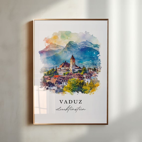 Vaduz Wall Art Liechtenstein Print Wedding Gift Birthday Present Custom Text Perfect