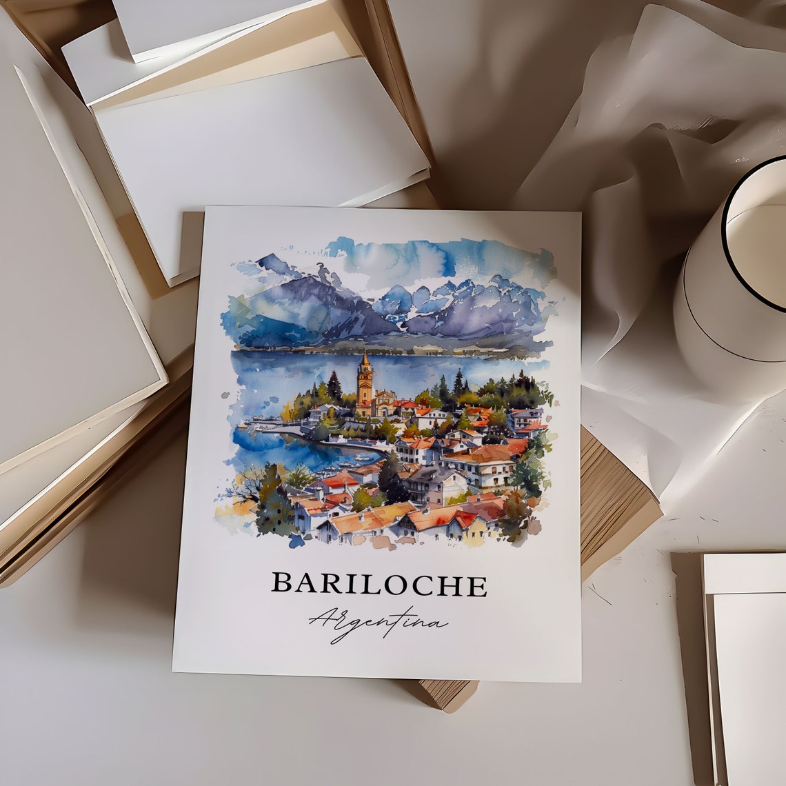 Bariloche Wall Art Print Watercolor Argentina Gift Travel Poster Housewarming - Image 6