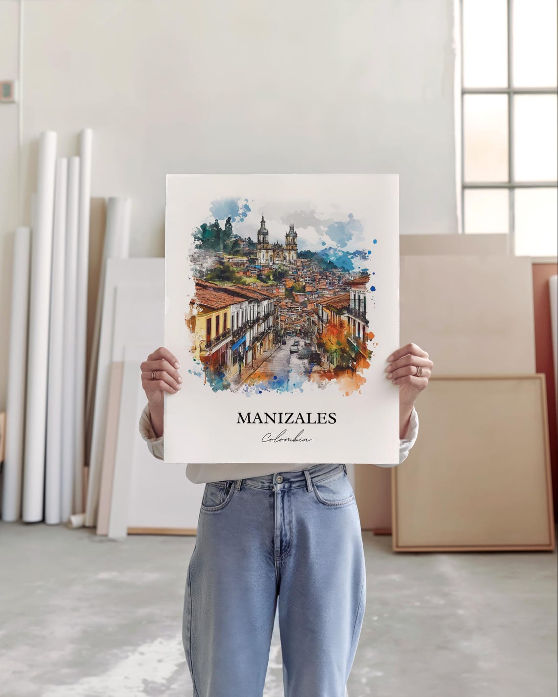 Manizales Wall Art Print Colombia Watercolor Gift Travel Poster Housewarming - Image 2