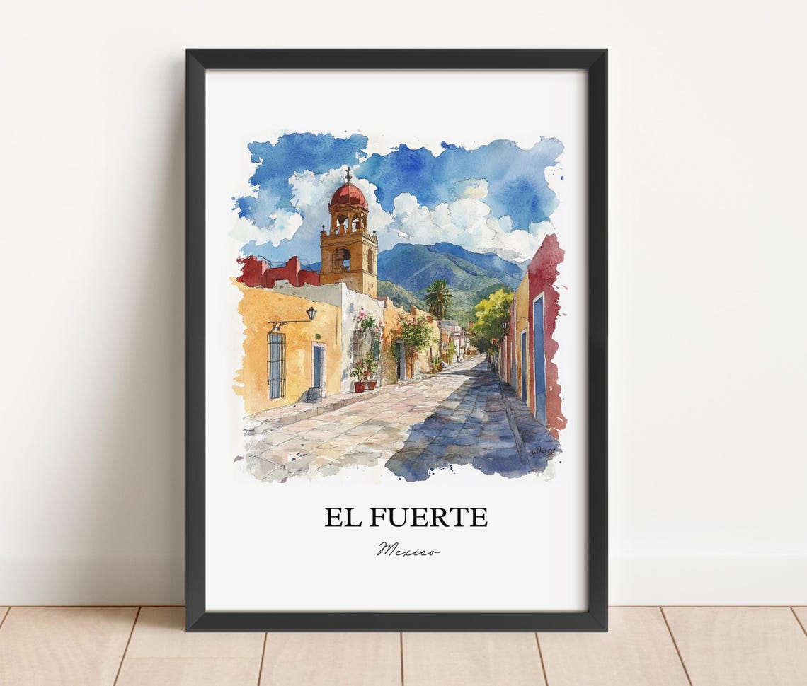 El Fuerte Mexico Colonial Street Bell Tower Mountains Poster - Image 4