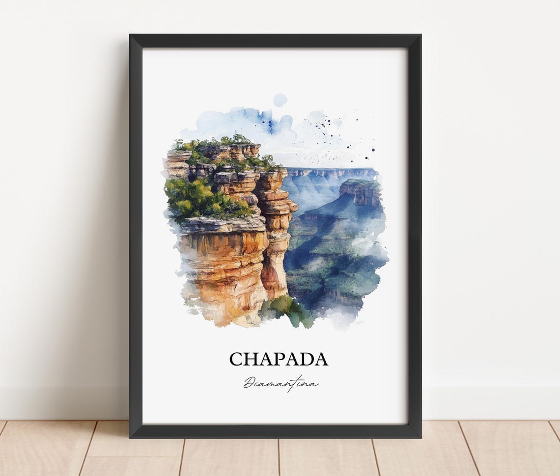 Chapada Diamantina Brazil Canyon Cliffs Watercolor View Poster - Image 3