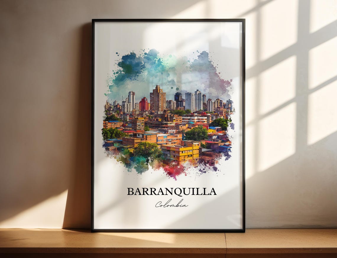 Barranquilla Wall Art Colombia Print Watercolor Gift Travel Poster Housewarming