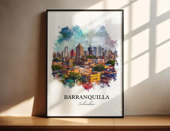 Barranquilla Wall Art Colombia Print Watercolor Gift Travel Poster Housewarming