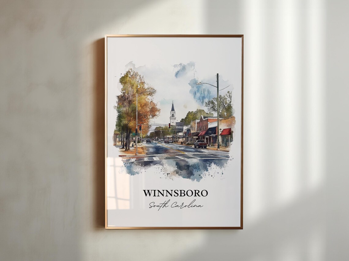 Winnsboro South Carolina Main Street Watercolor Travel Gift Poster - Image 2