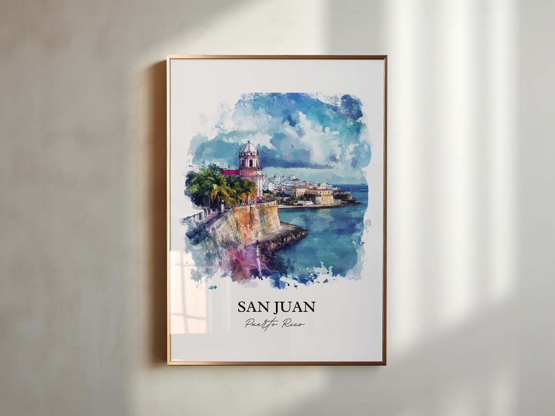 San Juan Puerto Rico Old San Juan Coast Watercolor Travel Poster - Image 5
