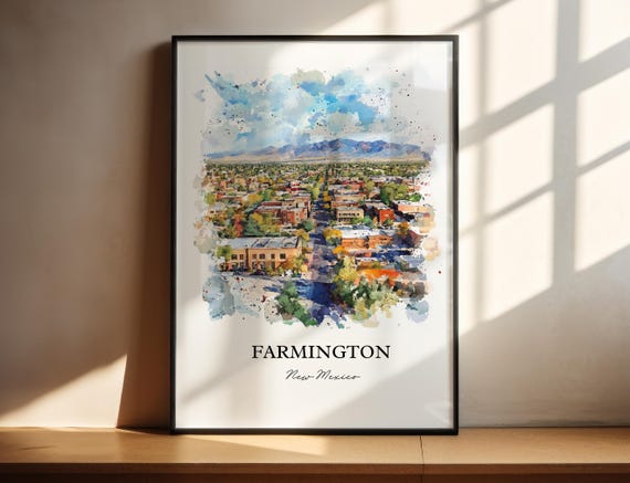 Farmington Nm Wall Art San Juan County Print New Mexico Watercolor Gift Travel Poster Housewarming