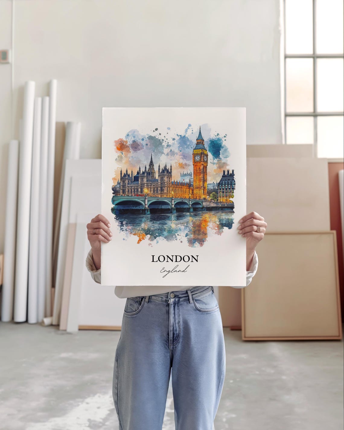 Big Ben England Watercolor Travel Poster, London - Image 5