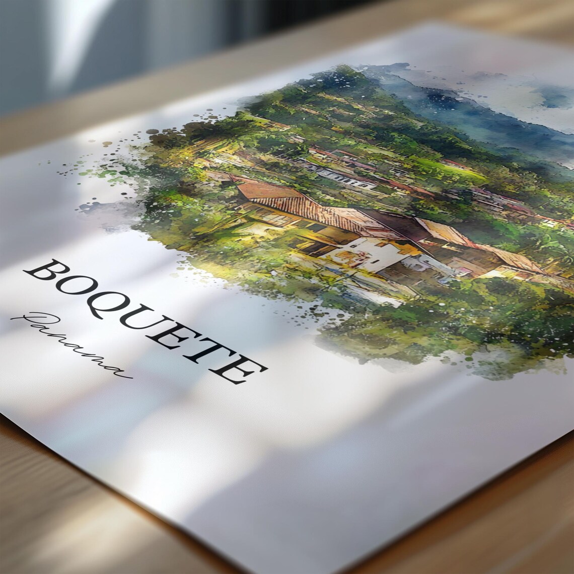 Boquete Panama Watercolor Green Valley Village Mountain Poster - Image 6