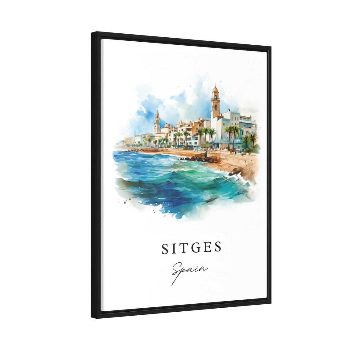 Sitges Spain Travel Poster, Custom Text Art Print - Image 2