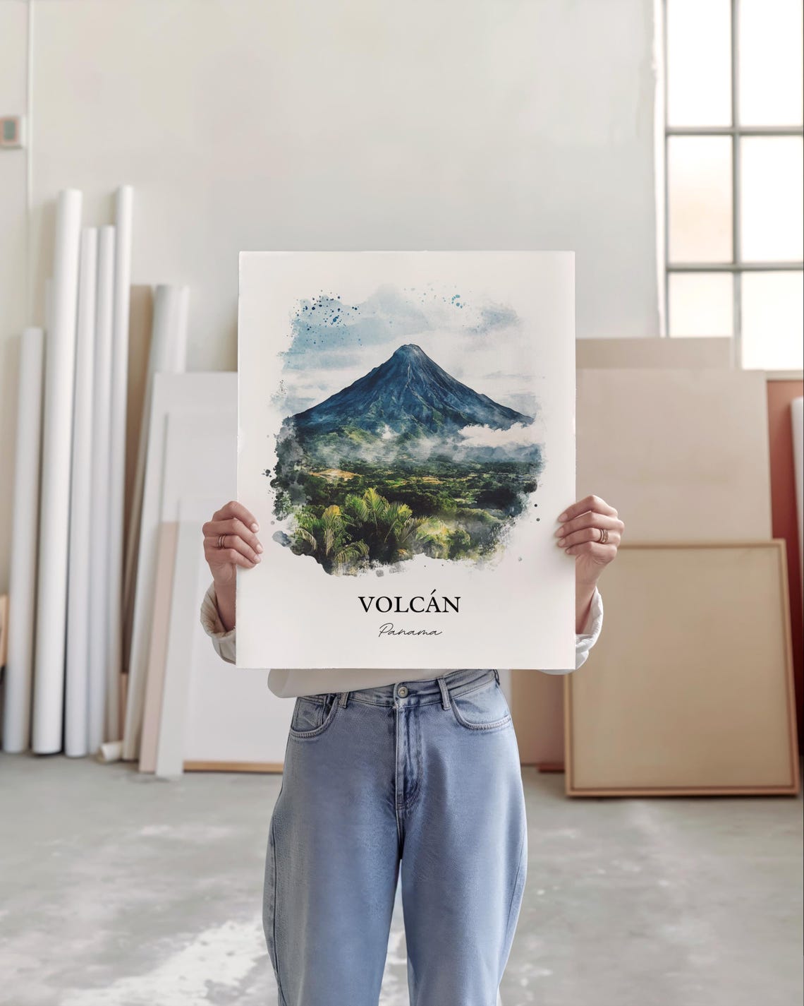 Volcn Panama Wall Art Tierras Altas Print Watercolor Gift Travel Poster Housewarming - Image 3