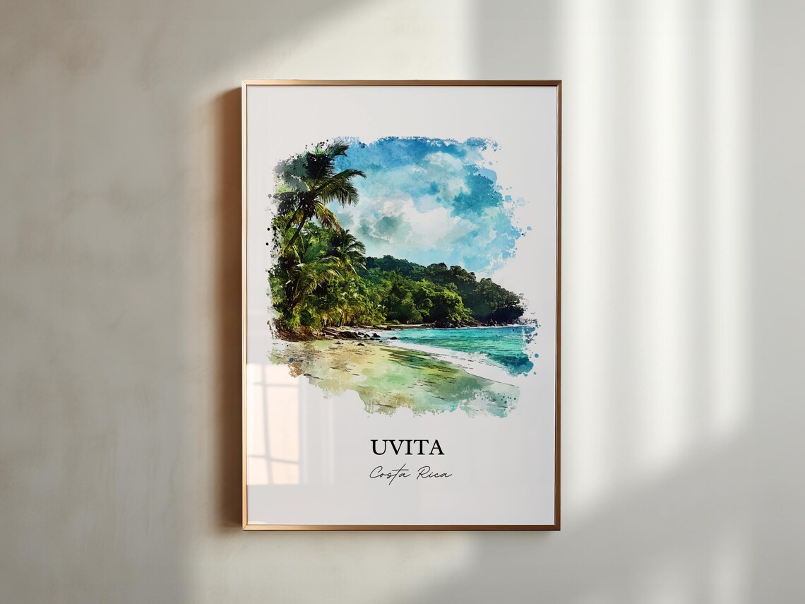 Uvita Costa Rica Emerald Jungle Beach Paradise Watercolor Poster - Image 3