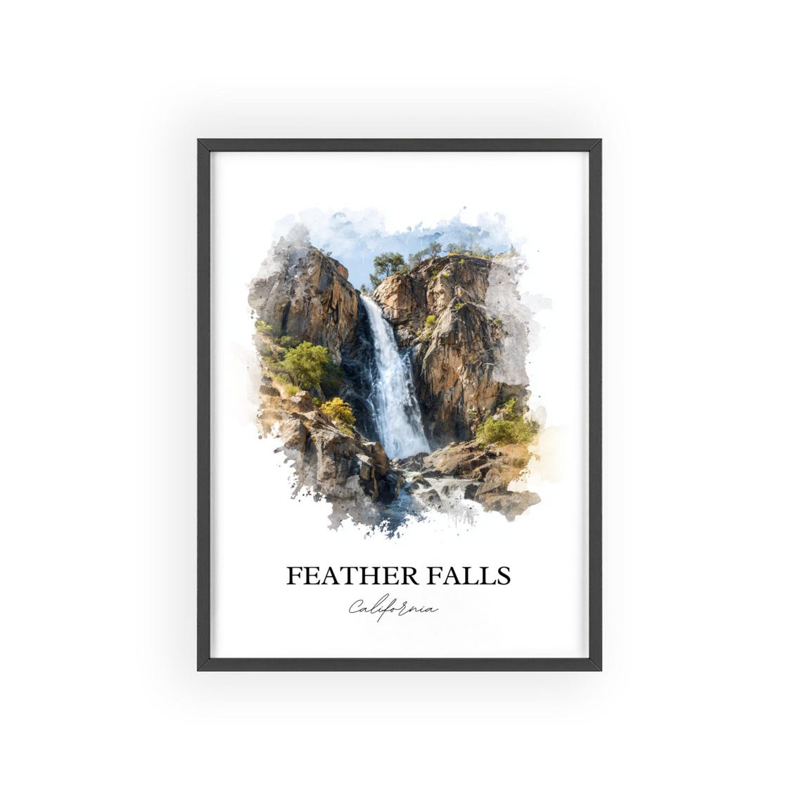 Feather Falls California Tall Canyon Waterfall Nature Poster - Image 2