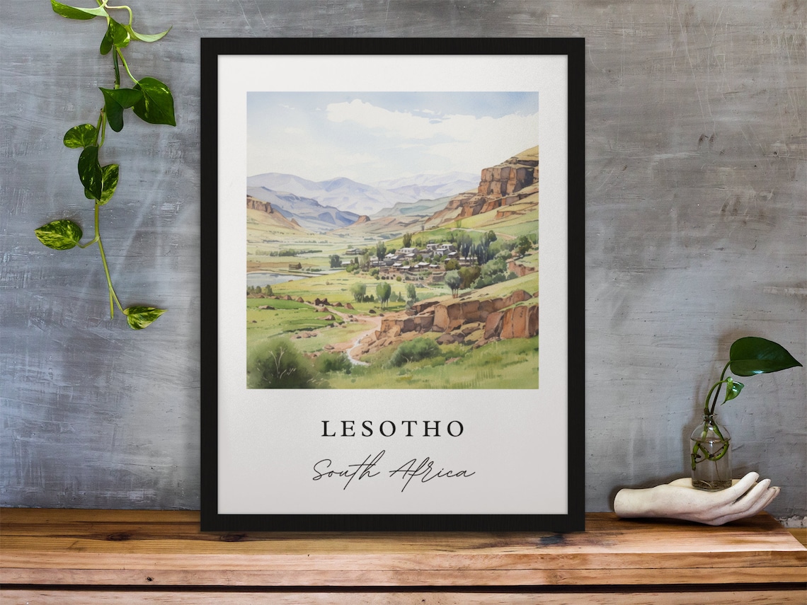 Lesotho Traditional Travel Art Poster, Custom Text