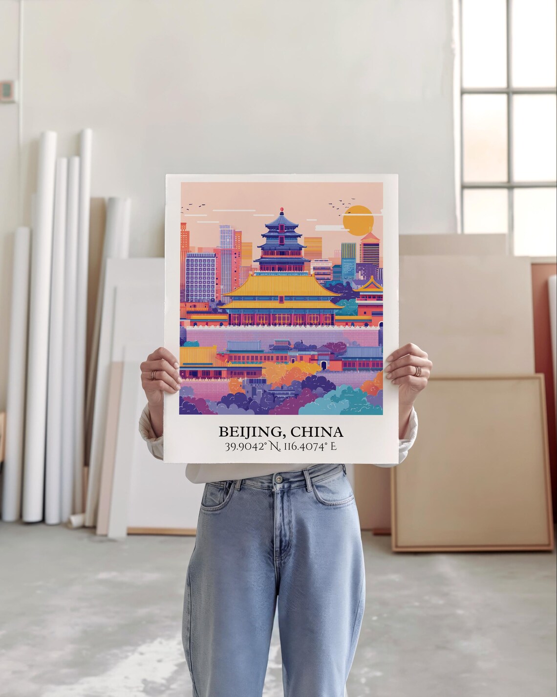 Beijing China Forbidden City Pagoda Skyline Retro Travel Art Poster - Image 5