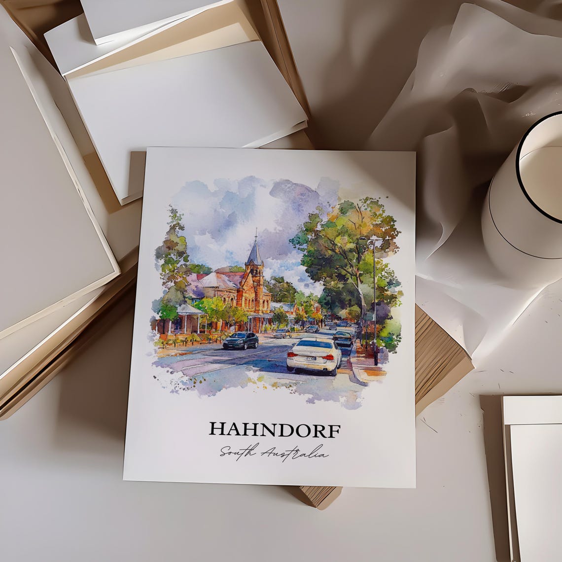 Hahndorf South Australia Village Street Watercolor Art Print - Image 6