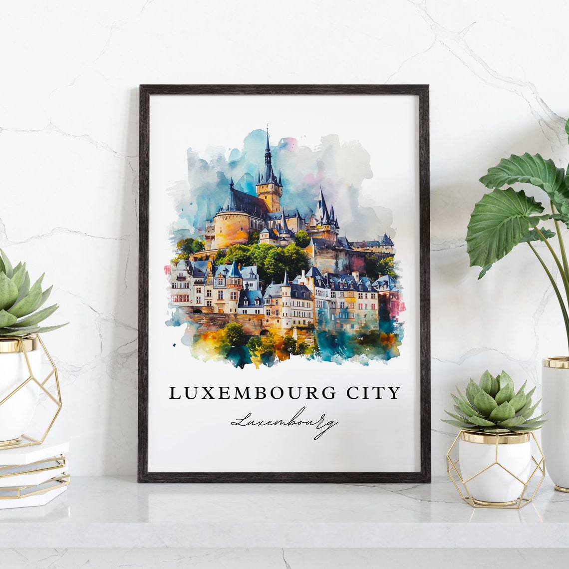 Luxembourg City Watercolor Travel Art Print - Image 3