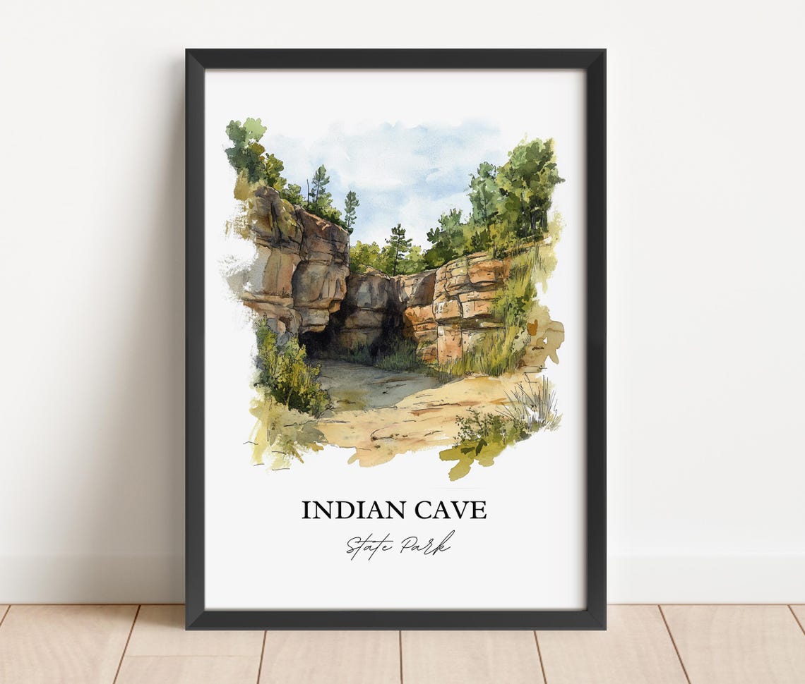 Indian Cave State Park Nebraska Sandstone Cliffs Watercolor Poster - Image 5