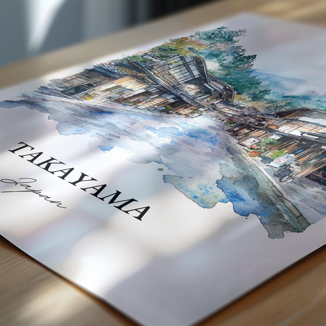 Takayama Japan Watercolor Old Town Street Wooden Houses Poster - Image 6