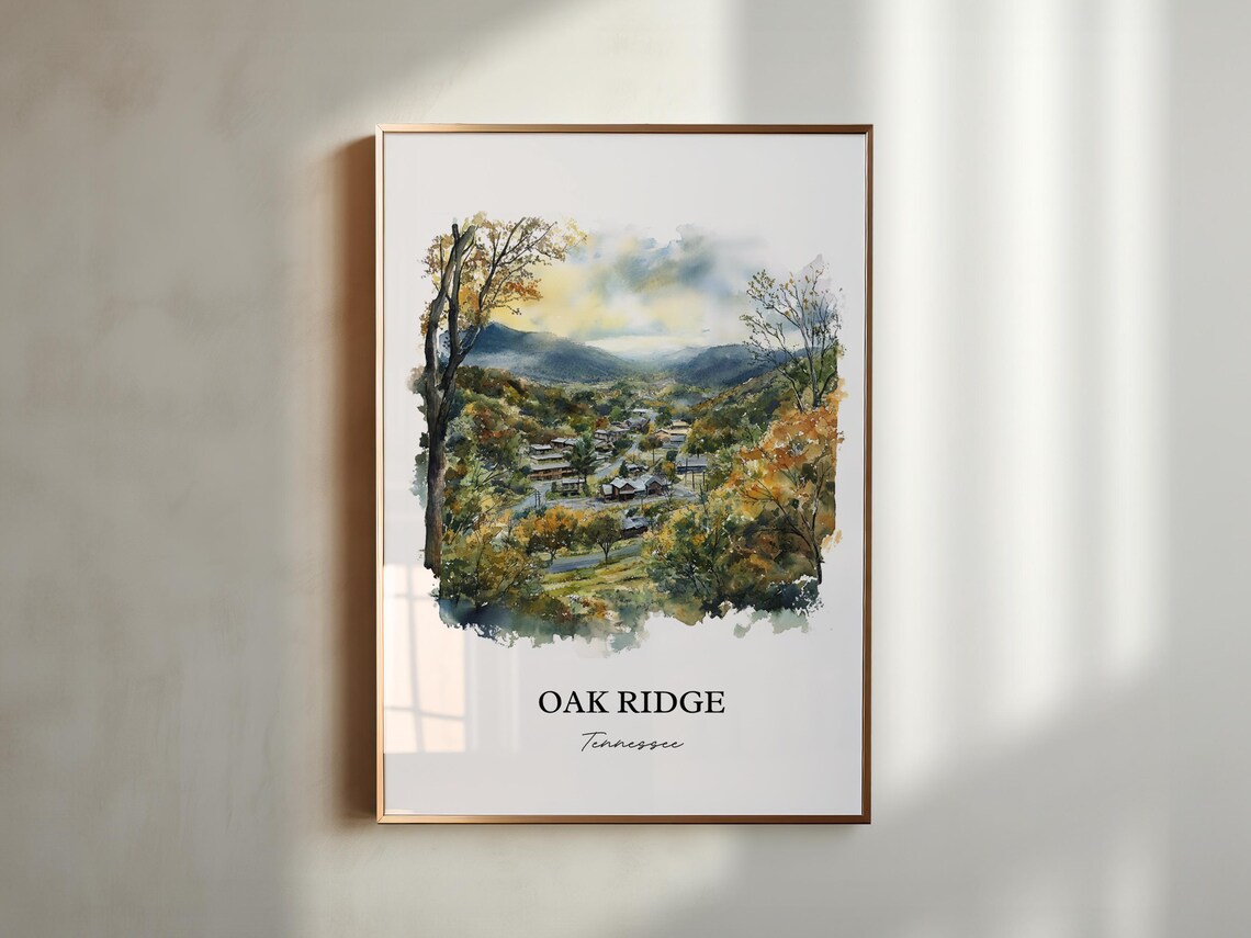 Oak Ridge Tennessee Golden Autumn Valley Watercolor View Poster - Image 4