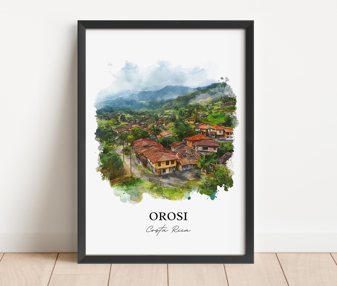Orosi Costa Rica Green Valley Village Watercolor Travel Poster - Image 4
