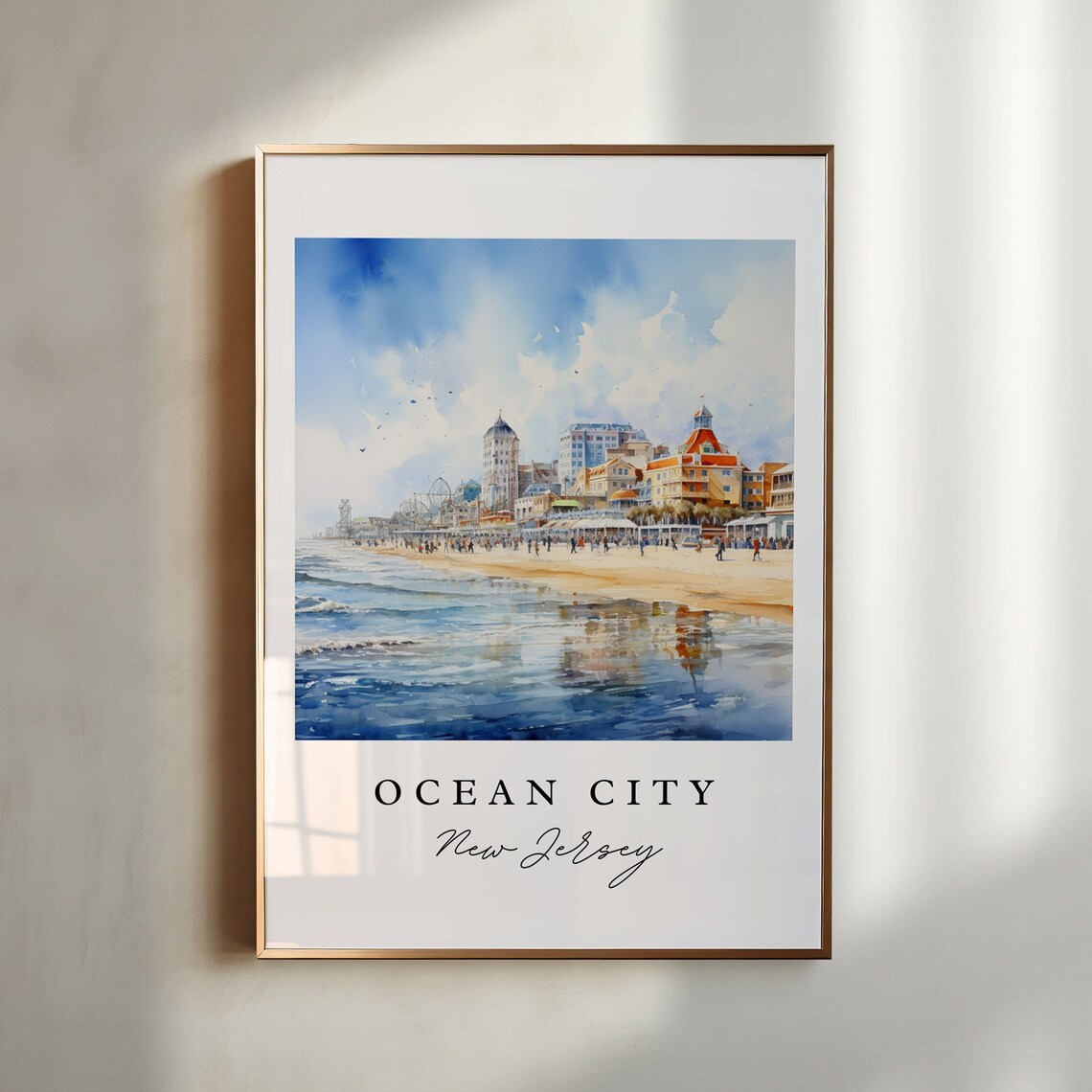 Ocean City Traditional Travel Art Poster, New Jersey