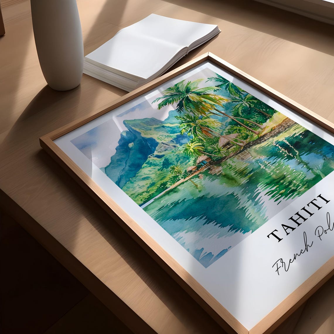 Tahiti French Polynesia Travel Poster, Custom Text - Image 6