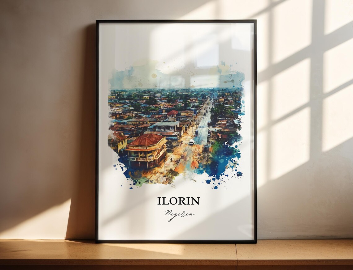 Ilorin Nigeria Watercolor Cityscape African Street Art Poster