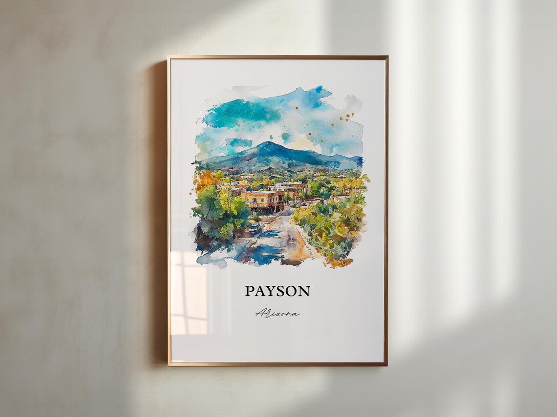 Payson Arizona Mountain Town Watercolor Street View Travel Poster - Image 4