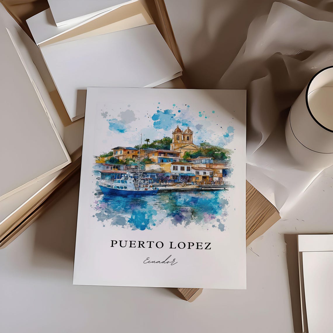 Puerto Lopez Art Print Watercolor Ecuador Gift Travel Poster Housewarming - Image 6