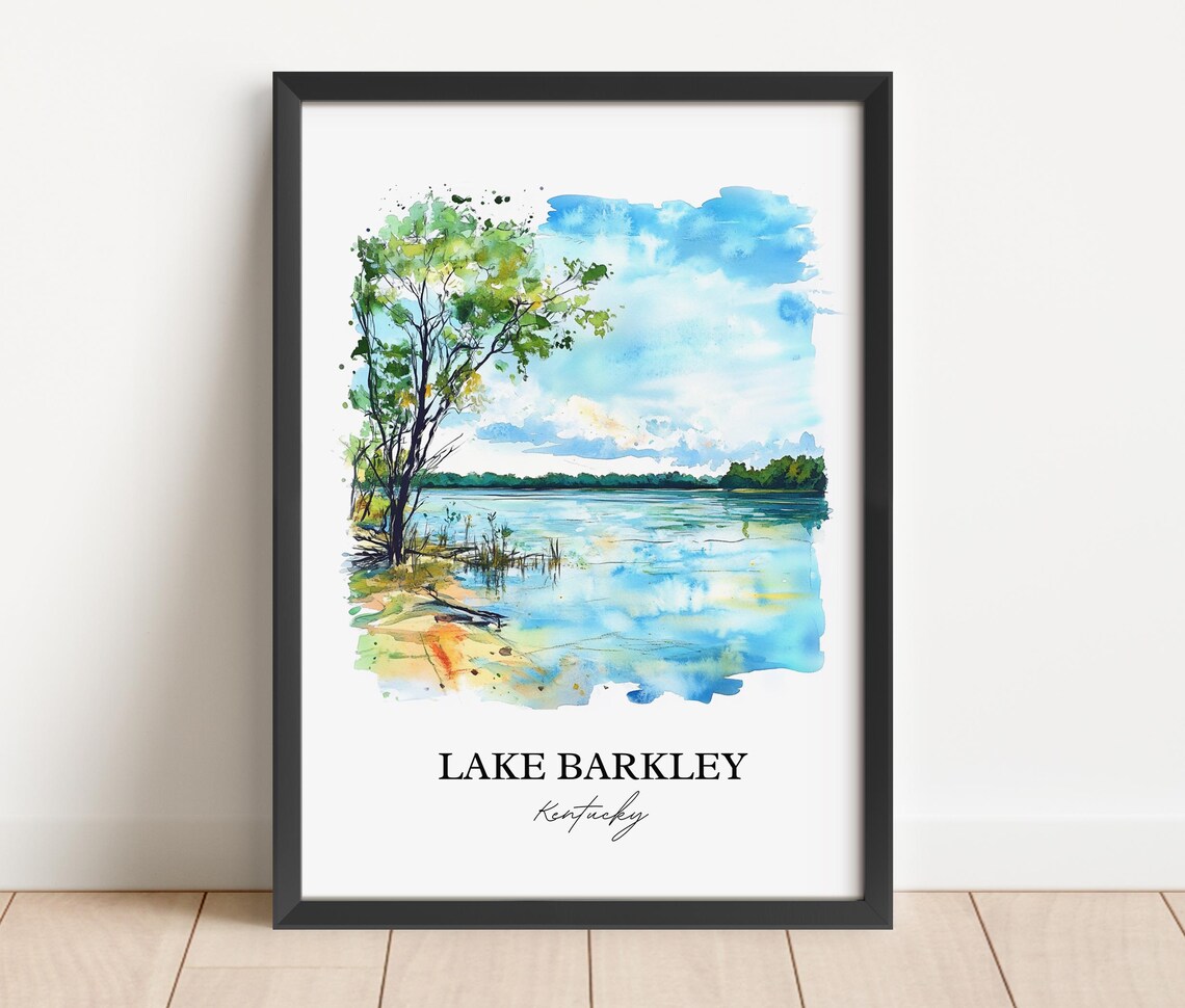 Lake Barkley Kentucky Peaceful Bay Watercolor Lake Poster Art - Image 4