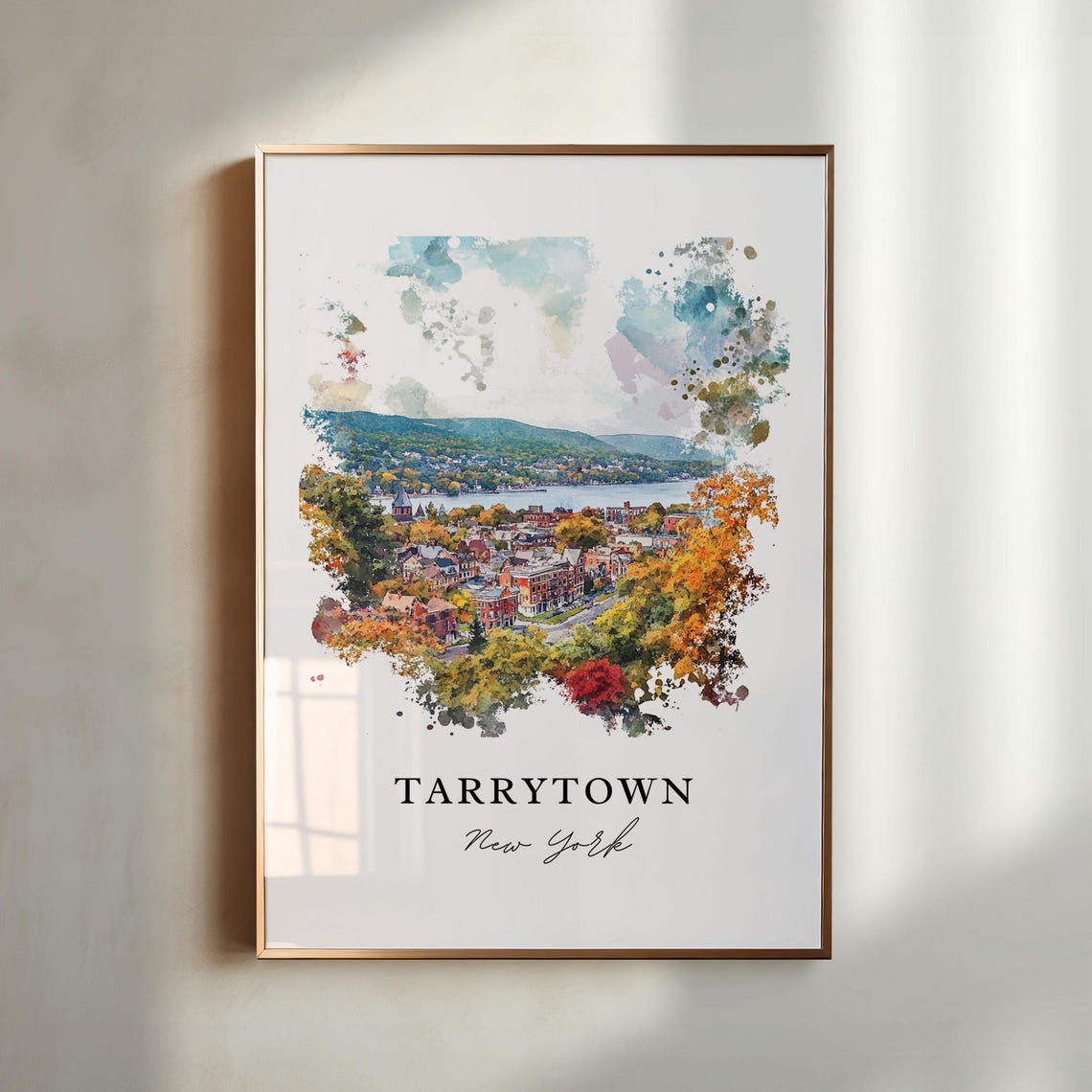 Tarrytown Ny Wall Art Tarrytown Town Print Tarrytown Watercolor Art Hudson Valley Gift Travel Print Travel Poster Housewarming Gift