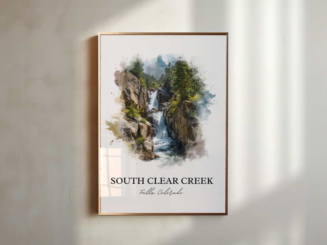 South Clear Creek Falls Colorado Tiered Gorge Watercolor Poster - Image 5
