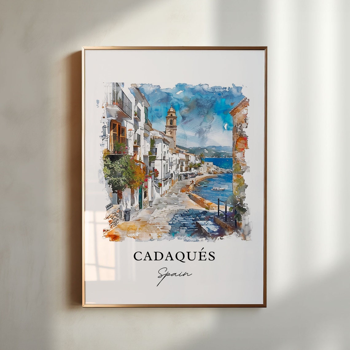 Cadaques Watercolor Spain Travel Poster Art Print