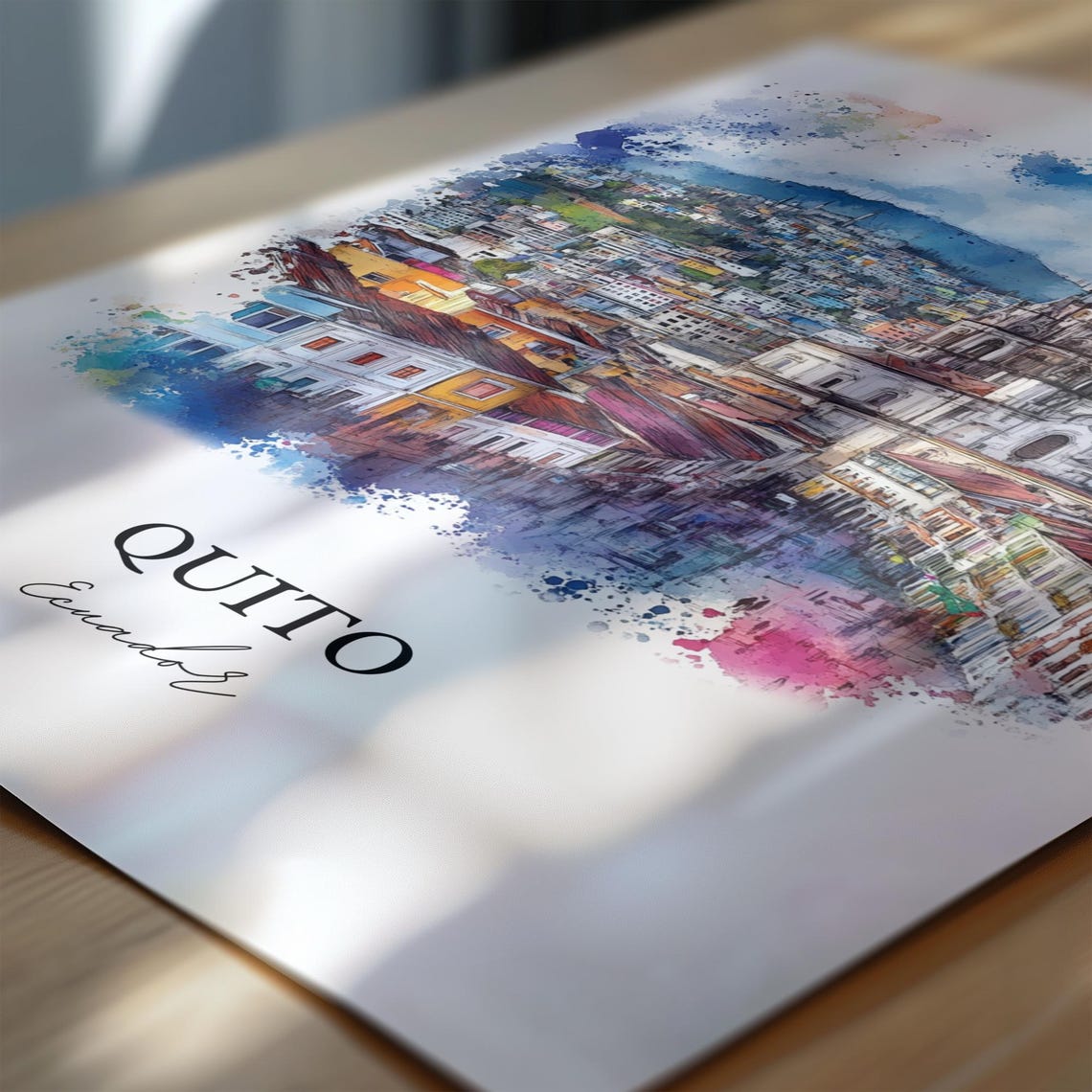 Quito Ecuador Old Town Church Andes Mountain Watercolor Poster - Image 6