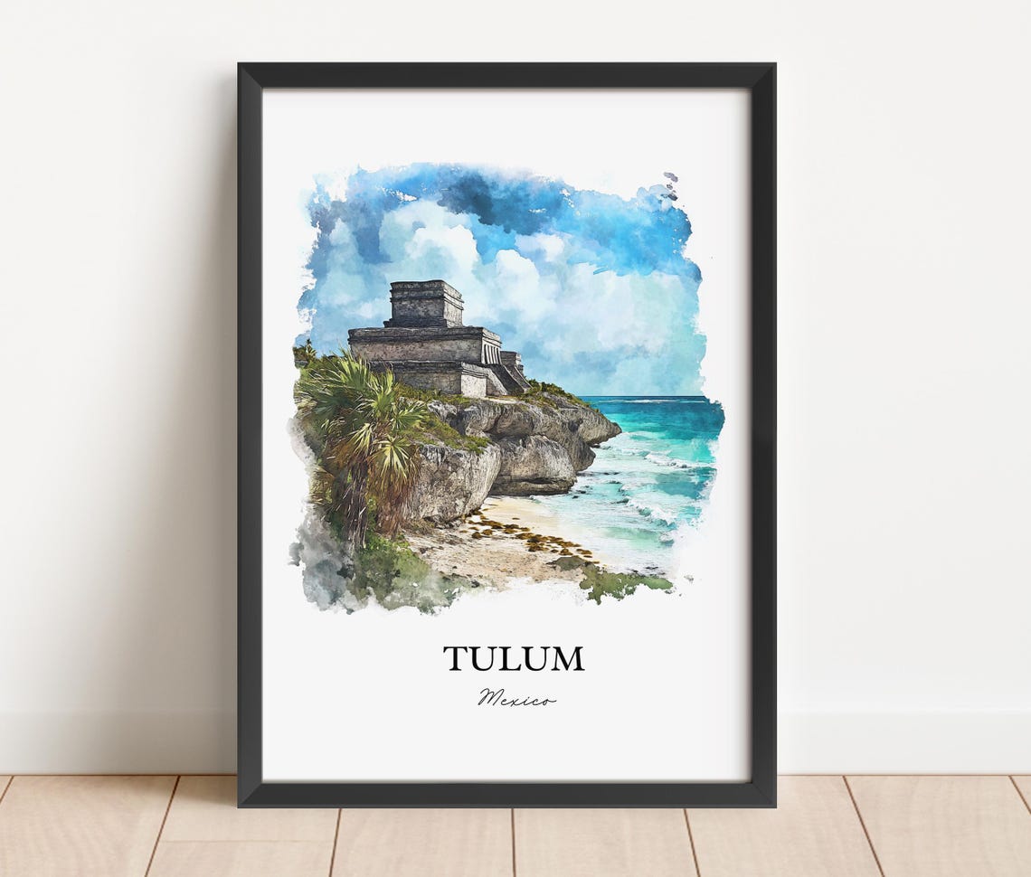 Tulum Wall Art Mx Print Watercolor Mexico Gift Travel Poster Housewarming - Image 5