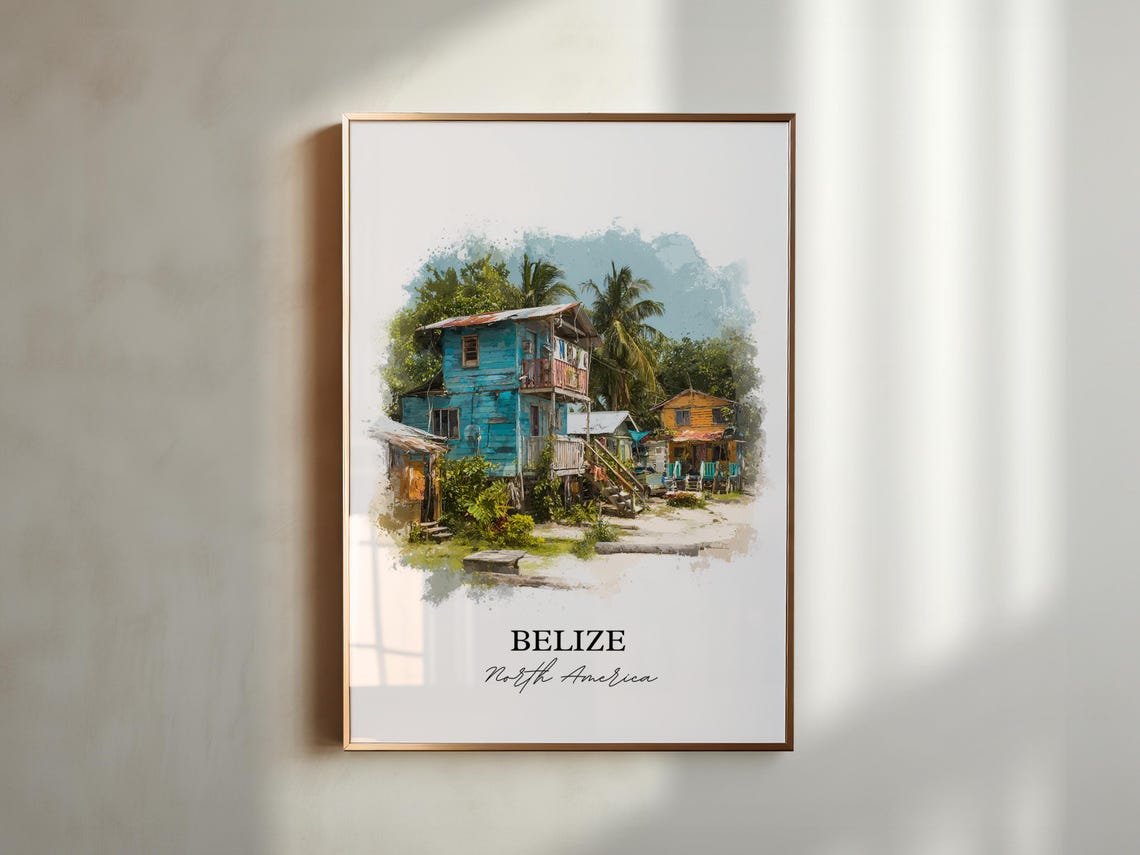 Belize Wall Art Print Watercolor Country Gift Travel Poster Housewarming - Image 5