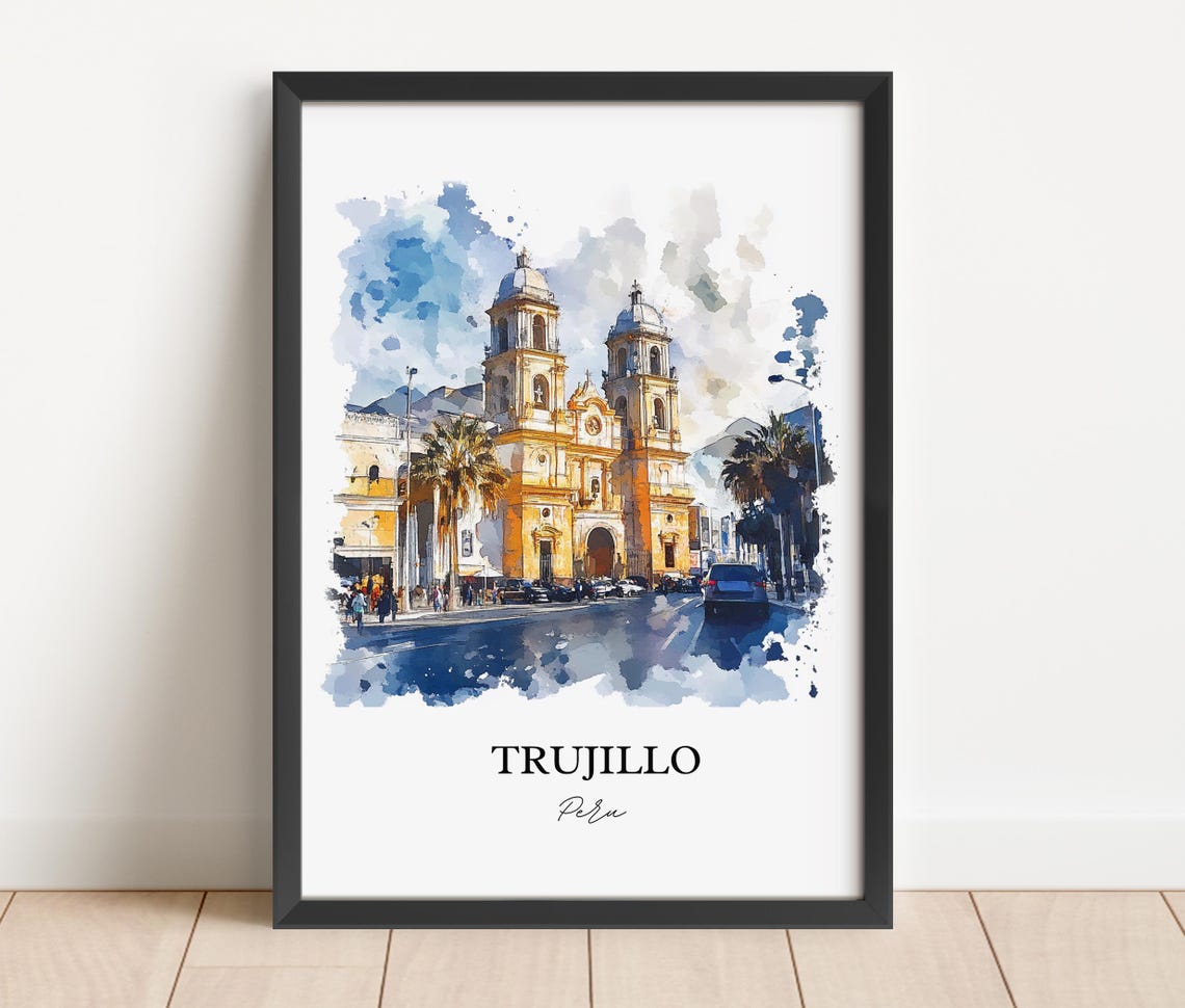 Trujillo Peru Wall Art La Libertad Print Watercolor Gift Travel Poster Housewarming - Image 4